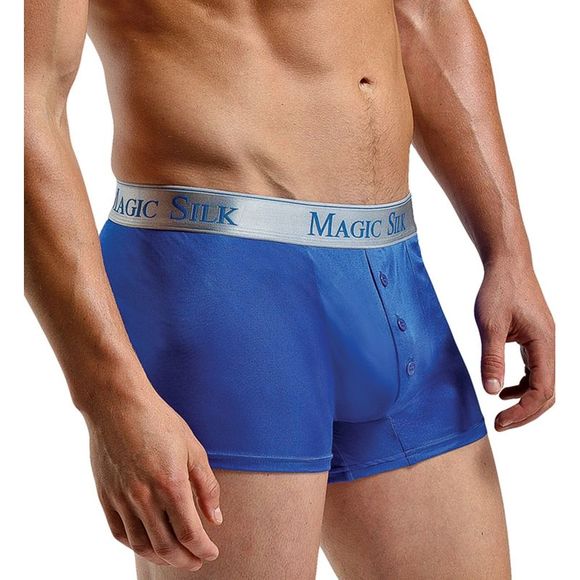 Magic Silk 100% Silk Knit Button Boxer Brief - Cobalt 6786 - Picture 2 of 4